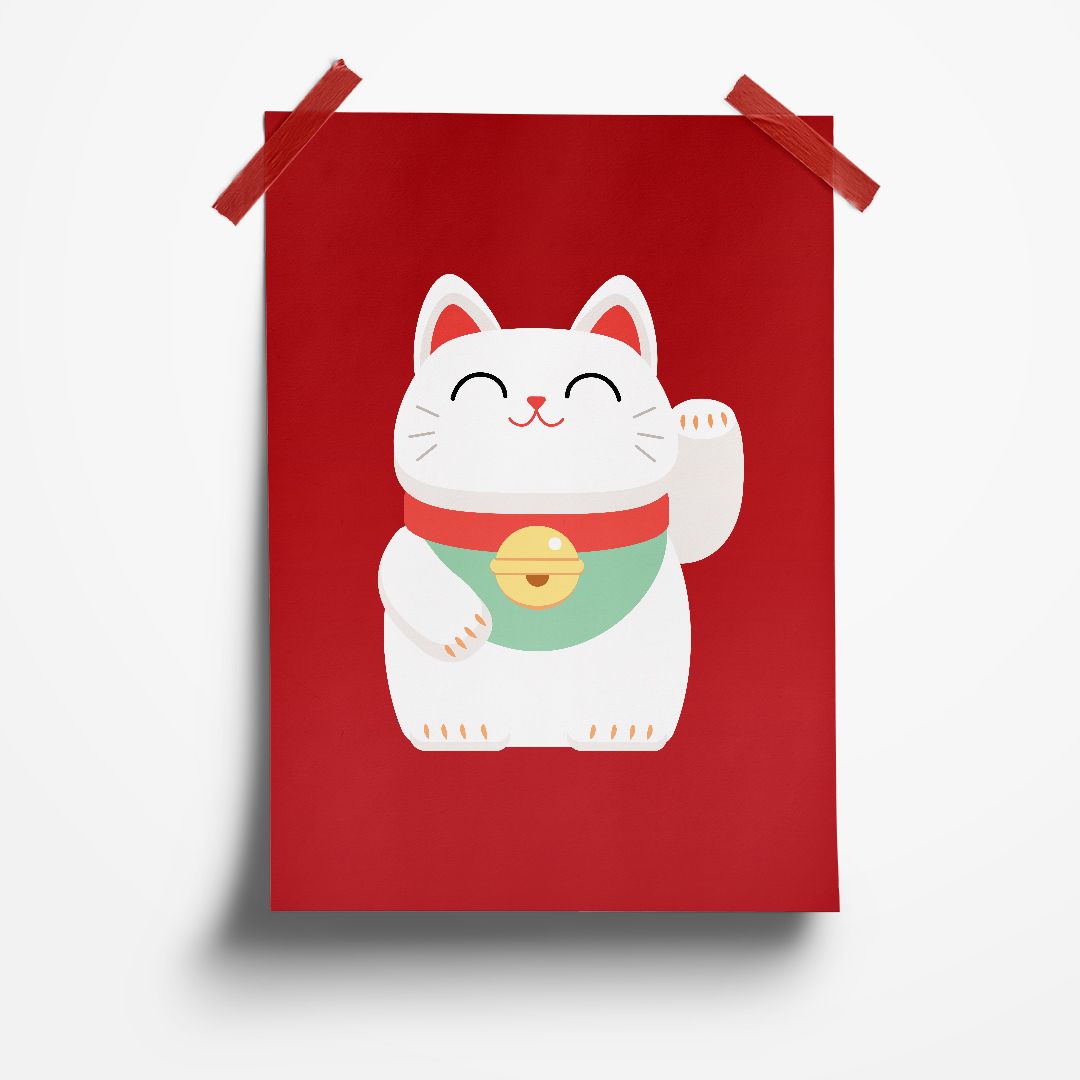 Gato Ninja Oriental Samurai, Quadro com Moldura 33x24cm